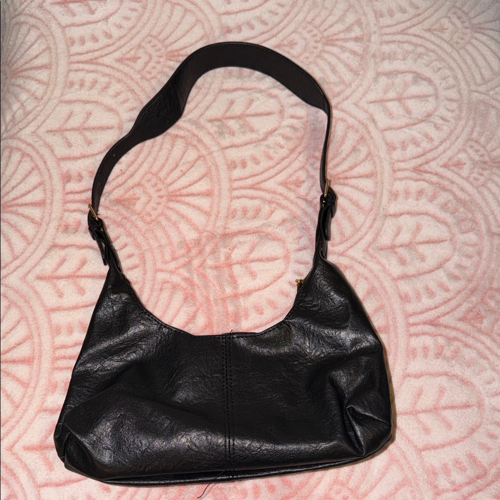 Classic Black Leather Shoulder Bag